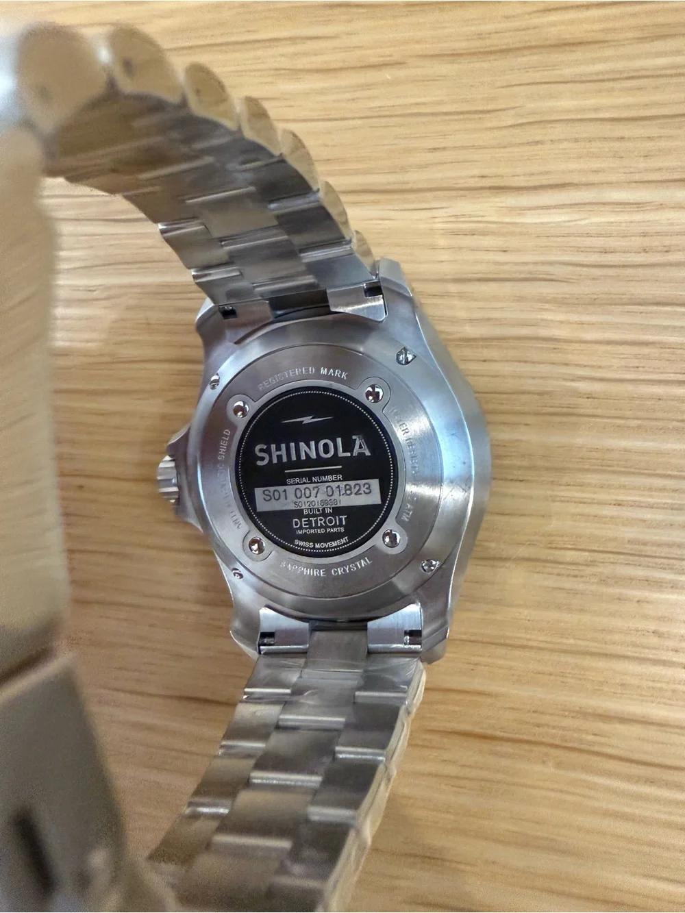 Shinola Stainless Steel Watch with Dark Green Dial and Black Bezel